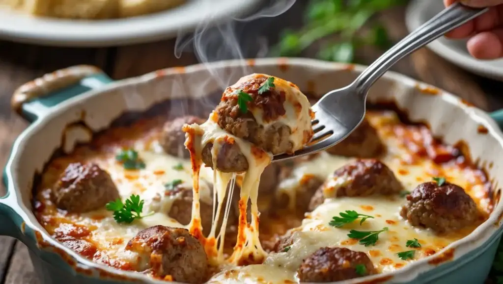 Cheesy Meatball Casserole Recipe